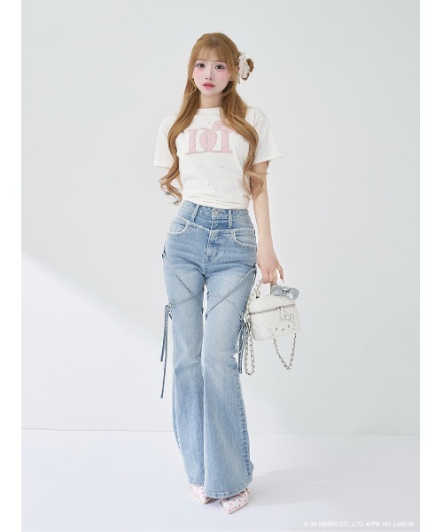 Hello DarichキルティングアップリケビジューTシャツ（Tシャツ