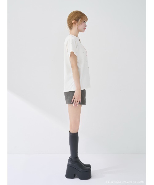 【正規品】darich キルティングアップリケビジューTシャツ ホワイト キルティングアップリケTシャツ – Darich