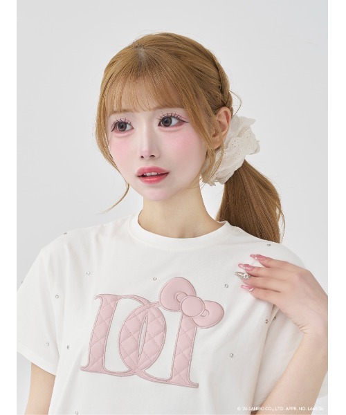 Hello DarichキルティングアップリケビジューTシャツ（Tシャツ