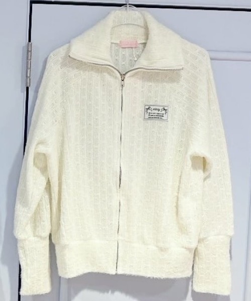 lilLilly（リルリリー）の「ジップニットジャケット（ニット/セーター・レディース・ホワイト/ブルー・FREE）」の5枚目の写真