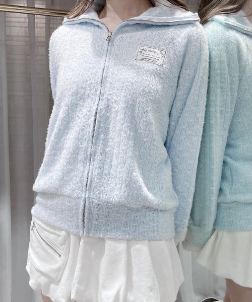 lilLilly（リルリリー）の「ジップニットジャケット（ニット/セーター・レディース・ホワイト/ブルー・FREE）」の7枚目の写真