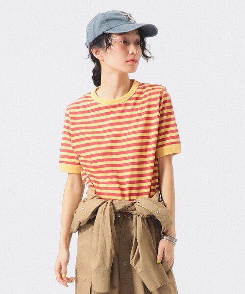 BEAMS BOY（ビームスボーイ）の「ボーダー バインダー ショートスリーブ Tシャツ（Tシャツ/カットソー・レディース・イエロー/パープル/グリーン/ブラック・1/2/3）」の4枚目の写真