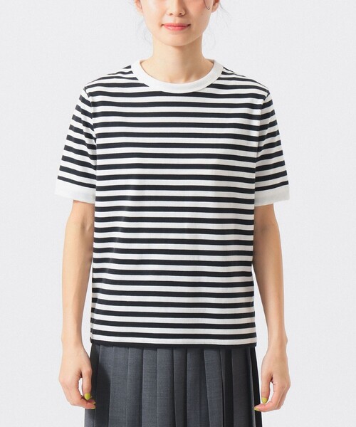 BEAMS BOY（ビームスボーイ）の「ボーダー バインダー ショートスリーブ Tシャツ（Tシャツ/カットソー・レディース・イエロー/パープル/グリーン/ブラック・1/2/3）」の5枚目の写真