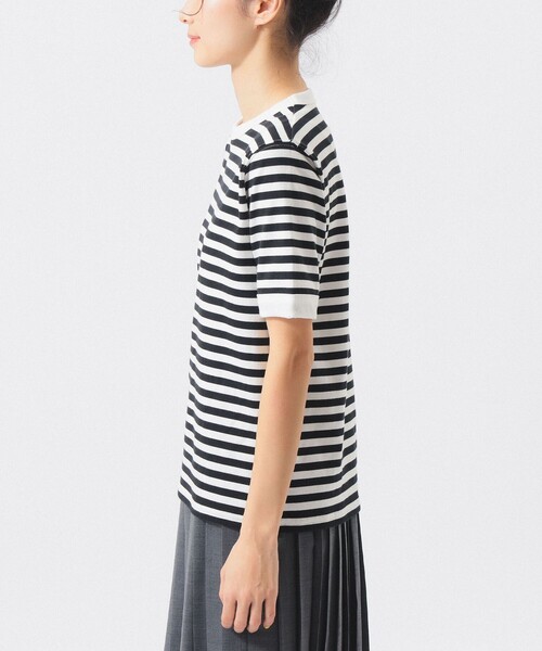 BEAMS BOY（ビームスボーイ）の「ボーダー バインダー ショートスリーブ Tシャツ（Tシャツ/カットソー・レディース・イエロー/パープル/グリーン/ブラック・1/2/3）」の6枚目の写真