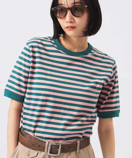 BEAMS BOY(ビームスボーイ)の「ボーダー バインダー ショートスリーブ Tシャツ(Tシャツ/カットソー・レディース・イエロー/パープル/グリーン/ブラック・1/2/3)」の5枚目の写真