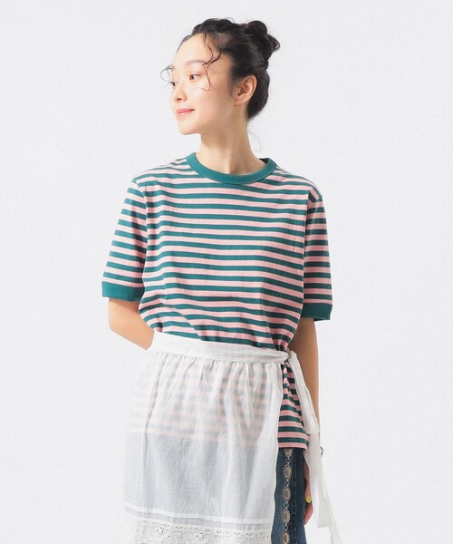 BEAMS BOY(ビームスボーイ)の「ボーダー バインダー ショートスリーブ Tシャツ(Tシャツ/カットソー・レディース・イエロー/パープル/グリーン/ブラック・1/2/3)」の6枚目の写真
