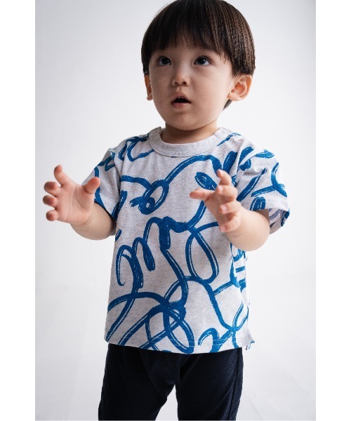 maarook(マルーク)の「ぐるぐるストロークPT天竺babyセット(ロンパース・キッズ・ブルー・90cm/80cm)」の3枚目の写真
