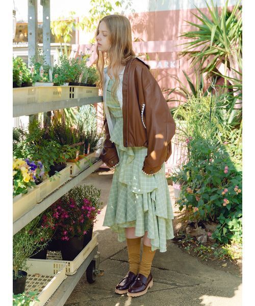 FURFUR（ファーファー）の「リボンビーズ刺繍アイレットカーディガン（カーディガン/ボレロ・レディース・ブラック/ホワイト/ライム・F）」の6枚目の写真