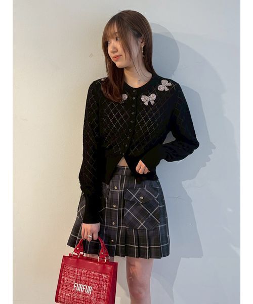 FURFUR（ファーファー）の「リボンビーズ刺繍アイレットカーディガン（カーディガン/ボレロ・レディース・ブラック/ホワイト/ライム・F）」の13枚目の写真