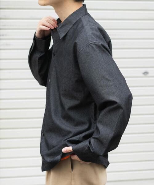 ITEMS URBANRESEARCH（アイテムズ アーバンリサーチ）の「スナップボタンデニムレギュラーカラーシャツ（シャツ/ブラウス・メンズ・ブルー/ネイビー/ブラック・LARGE/MEDIUM）」の8枚目の写真
