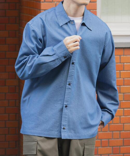 ITEMS URBANRESEARCH(アイテムズ アーバンリサーチ)の「スナップボタンデニムレギュラーカラーシャツ(シャツ/ブラウス・メンズ・ブルー/ネイビー/ブラック・LARGE/MEDIUM)」の22枚目の写真