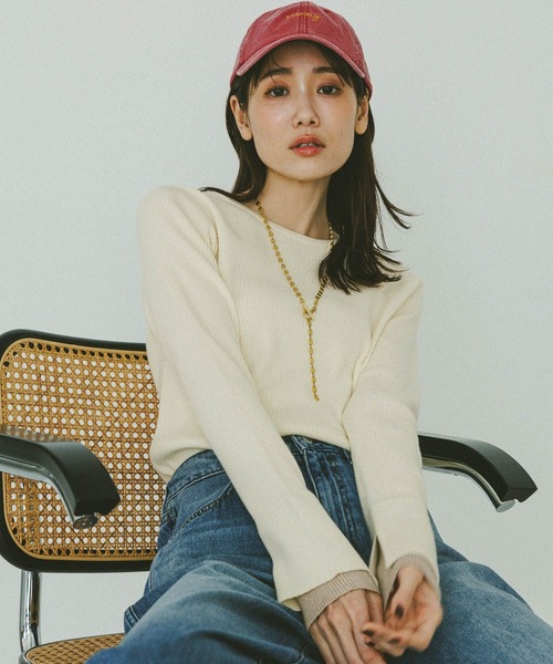 GLOBAL WORK（グローバルワーク）の「メルティ袖切り替えプルオーバー/638311（ニット/セーター・レディース・オフホワイト/ブラック/ダークブラウン/ライトグレー・MEDIUM/LARGE）」の9枚目の写真