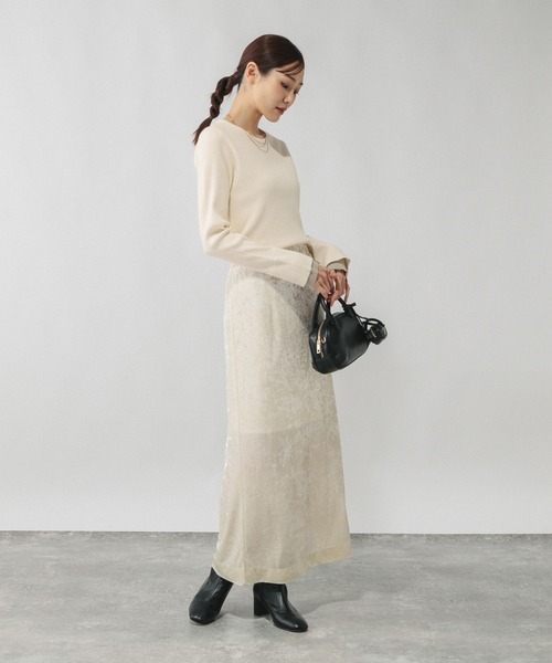 GLOBAL WORK（グローバルワーク）の「メルティ袖切り替えプルオーバー/638311（ニット/セーター・レディース・オフホワイト/ブラック/ダークブラウン/ライトグレー・MEDIUM/LARGE）」の18枚目の写真