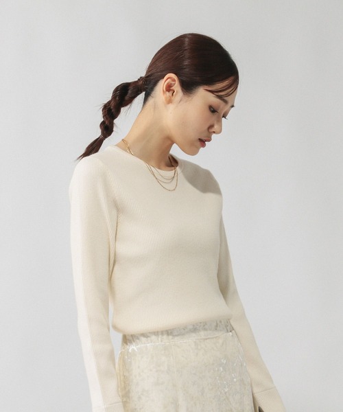 GLOBAL WORK（グローバルワーク）の「メルティ袖切り替えプルオーバー/638311（ニット/セーター・レディース・オフホワイト/ブラック/ダークブラウン/ライトグレー・MEDIUM/LARGE）」の21枚目の写真