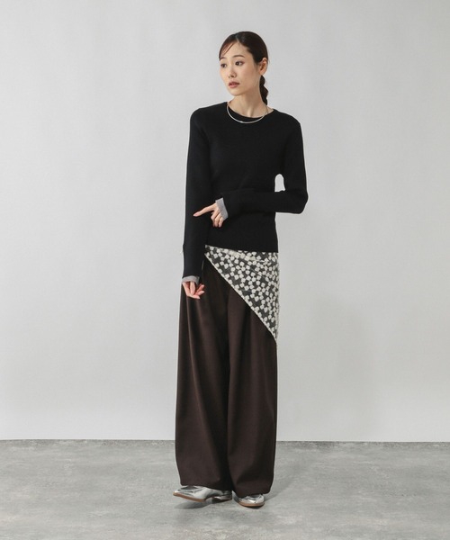 GLOBAL WORK（グローバルワーク）の「メルティ袖切り替えプルオーバー/638311（ニット/セーター・レディース・オフホワイト/ブラック/ダークブラウン/ライトグレー・MEDIUM/LARGE）」の13枚目の写真