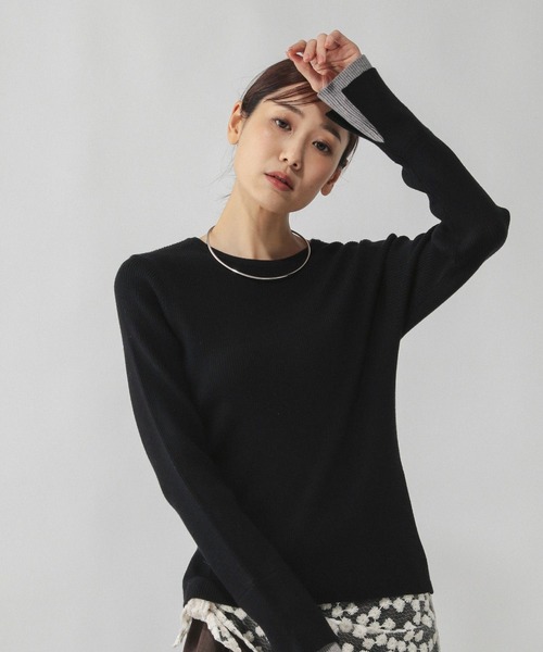 GLOBAL WORK（グローバルワーク）の「メルティ袖切り替えプルオーバー/638311（ニット/セーター・レディース・オフホワイト/ブラック/ダークブラウン/ライトグレー・MEDIUM/LARGE）」の15枚目の写真