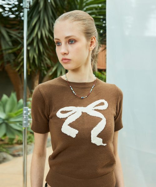 LARTIGENT(ラーティゼン)の「L9 RIBBON MIX HALF KNIT(BROWN)(ニット/セーター・レディース・その他・FREE)」の5枚目の写真