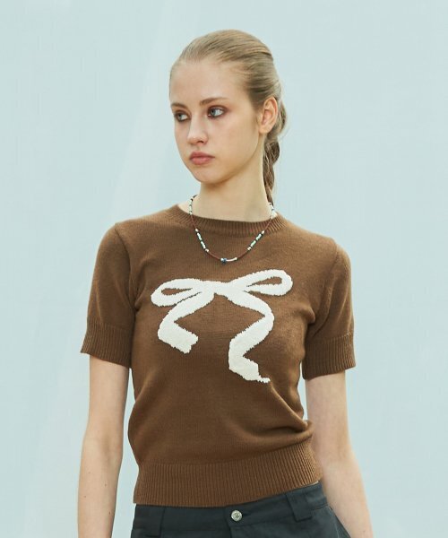 LARTIGENT(ラーティゼン)の「L9 RIBBON MIX HALF KNIT(BROWN)(ニット/セーター・レディース・その他・FREE)」の4枚目の写真