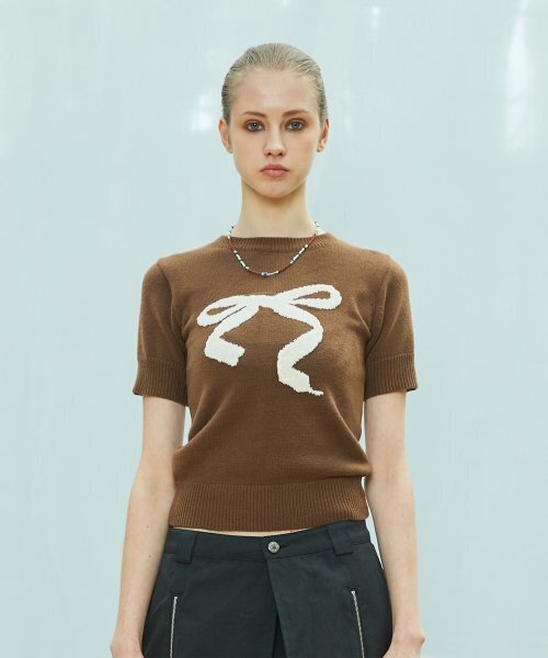LARTIGENT(ラーティゼン)の「L9 RIBBON MIX HALF KNIT(BROWN)(ニット/セーター・レディース・その他・FREE)」の2枚目の写真