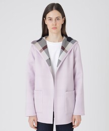 クレストブリッジチェックリバーシブルダンボールミディ丈コーディガン