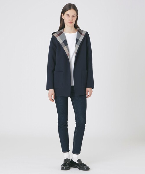 BLUE LABEL CRESTBRIDGE（ブルーレーベルクレストブリッジ）の「クレストブリッジチェックリバーシブルダンボールミディ丈コーディガン（その他アウター・レディース・パープル/ダークネイビー/ブラック・38）」の12枚目の写真