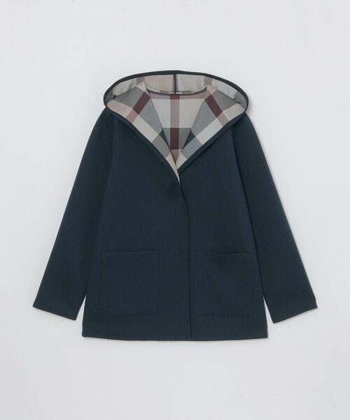 BLUE LABEL CRESTBRIDGE（ブルーレーベルクレストブリッジ）の「クレストブリッジチェックリバーシブルダンボールミディ丈コーディガン（その他アウター・レディース・パープル/ダークネイビー/ブラック・38）」の19枚目の写真