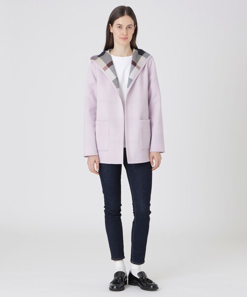 BLUE LABEL CRESTBRIDGE（ブルーレーベルクレストブリッジ）の「クレストブリッジチェックリバーシブルダンボールミディ丈コーディガン（その他アウター・レディース・パープル/ダークネイビー/ブラック・38）」の20枚目の写真