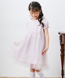 QUNTSTYLE（キュントスタイル）の「リボン刺繍チュール切替パフスリーブワンピース　(110～130cm)（ワンピース）」