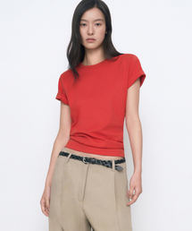 ウィメンズベーシッククルーネックTシャツ[レッド]