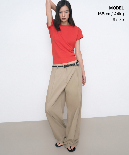 MUSINSA STANDARD WOMAN（ムシンサスタンダードウーマン）の「ウィメンズベーシッククルーネックTシャツ[レッド]（Tシャツ/カットソー・レディース・その他・MEDIUM/SMALL/X-SMALL/LARGE）」の6枚目の写真