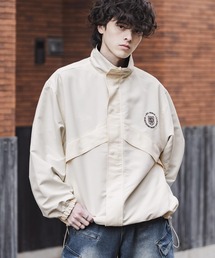 Rocky Monroe（ロッキーモンロー）の「新色追加 2WAYリバーシブル 両A面オーバーサイズワンポイントロゴ刺繍スタンドネックライトブルゾン（ブルゾン）」