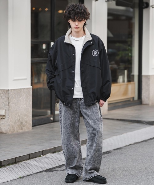 Rocky Monroe(ロッキーモンロー)の「2WAYリバーシブル 両A面オーバーサイズワンポイントロゴ刺繍スタンドネックライトブルゾン(ブルゾン・メンズ・グレイッシュベージュ/チャコール/ブラック/ブラウン/アイボリー/ベージュ/ワイン/ネイビー・L/XL/M)」の19枚目の写真