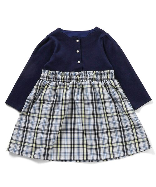 apres les cours（アプレレクール）の「フロントボタンドッキングワンピース_ジュニア対応（ワンピース・キッズ・ドット/チェック・140/130/120/110/100/90/80）」の9枚目の写真