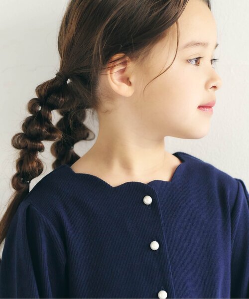 apres les cours（アプレレクール）の「フロントボタンドッキングワンピース_ジュニア対応（ワンピース・キッズ・ドット/チェック・140/130/120/110/100/90/80）」の15枚目の写真