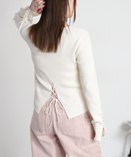 cepo（セポ）の「スリットレースアップニットソー（ニット/セーター・レディース・ブラック/グレー/オフホワイト・M）」の19枚目の写真