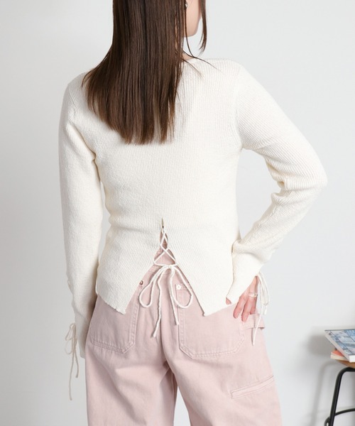 cepo（セポ）の「スリットレースアップニットソー（ニット/セーター・レディース・ブラック/グレー/オフホワイト・M）」の20枚目の写真