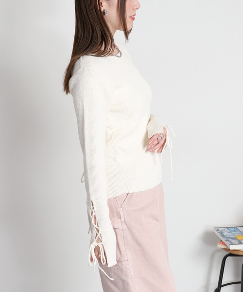 cepo（セポ）の「スリットレースアップニットソー（ニット/セーター・レディース・ブラック/グレー/オフホワイト・M）」の21枚目の写真