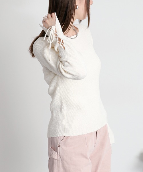 cepo（セポ）の「スリットレースアップニットソー（ニット/セーター・レディース・ブラック/グレー/オフホワイト・M）」の22枚目の写真