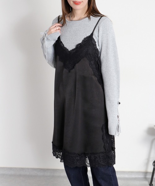 cepo（セポ）の「スリットレースアップニットソー（ニット/セーター・レディース・ブラック/グレー/オフホワイト・M）」の6枚目の写真