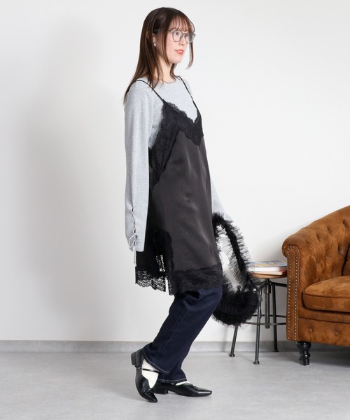 cepo（セポ）の「スリットレースアップニットソー（ニット/セーター・レディース・ブラック/グレー/オフホワイト・M）」の5枚目の写真