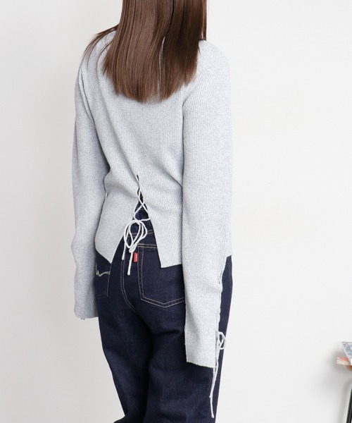 cepo（セポ）の「スリットレースアップニットソー（ニット/セーター・レディース・ブラック/グレー/オフホワイト・M）」の10枚目の写真