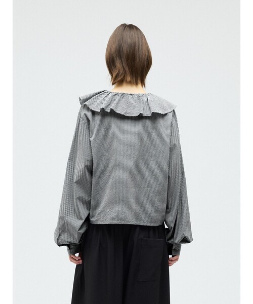 mizuiro ind チェックフリルギャザーカラーシャツ（シャツ/ブラウス