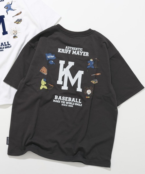 KRIFF MAYER Kid's Collection（クリフメイヤーキッズコレクション）の「【抗ピリング・接触冷感・吸汗速乾】冷感ベースボールT(LOGO)（Tシャツ/カットソー・キッズ・オフホワイト/ライトグリーン/ネイビー/イエロー/チャコール・170/160/150/140/130/120）」の3枚目の写真