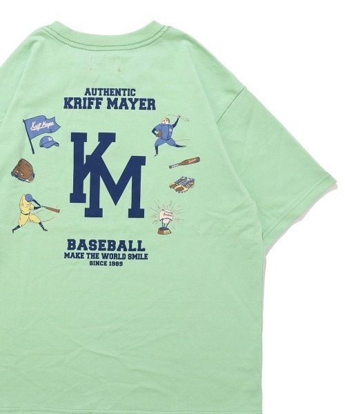 KRIFF MAYER Kid's Collection（クリフメイヤーキッズコレクション）の「【抗ピリング・接触冷感・吸汗速乾】冷感ベースボールT(LOGO)（Tシャツ/カットソー・キッズ・オフホワイト/ライトグリーン/ネイビー/イエロー/チャコール・170/160/150/140/130/120）」の4枚目の写真