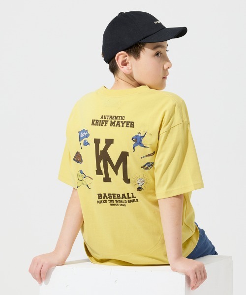 KRIFF MAYER Kid's Collection（クリフメイヤーキッズコレクション）の「【抗ピリング・接触冷感・吸汗速乾】冷感ベースボールT(LOGO)（Tシャツ/カットソー・キッズ・オフホワイト/ライトグリーン/ネイビー/イエロー/チャコール・170/160/150/140/130/120）」の6枚目の写真