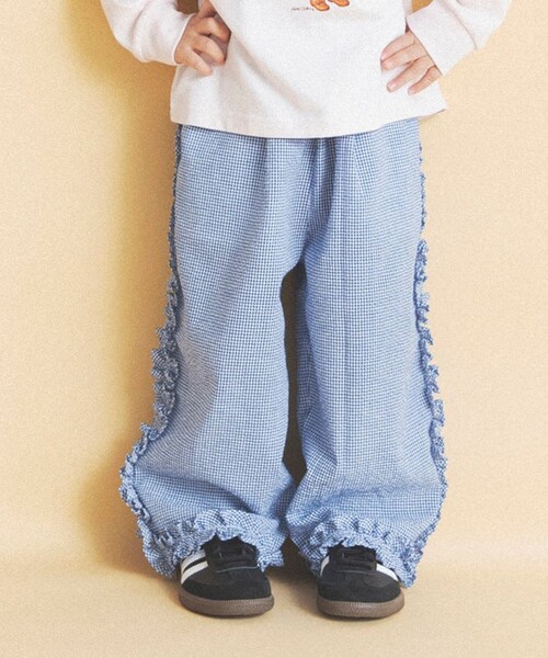 aBity select（アビティセレクト）の「【aBity select./アビティセレクト】ギンガム・小花柄フリルロングパンツ（その他パンツ・キッズ・イエロー/ブルー・90/110/130/120/100）」の6枚目の写真