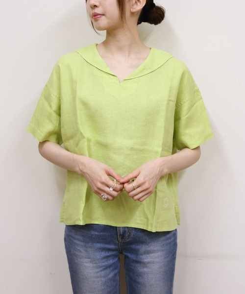 ORCIVAL(オーシバル)の「ORCIVAL/オーシバル ショートスリーブセーラーシャツ SHORTSLEEVE SAILOR SHIRT OR-B0389 YLM(シャツ/ブラウス・レディース・イエロー/チャコールグレー/ライトグレー・1)」の3枚目の写真