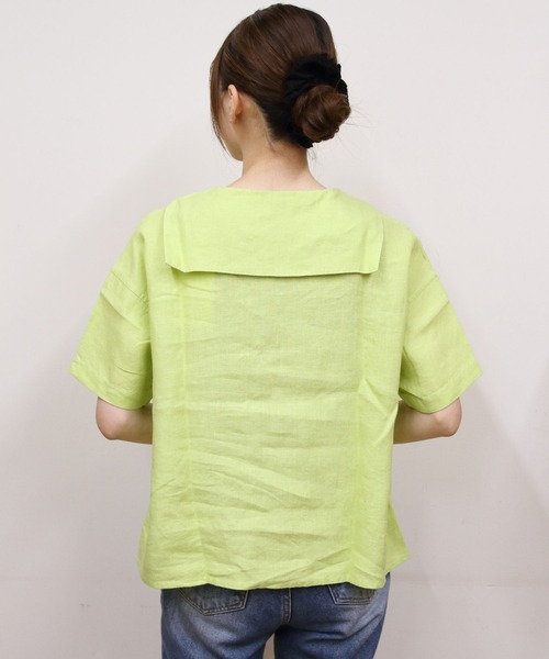 ORCIVAL(オーシバル)の「ORCIVAL/オーシバル ショートスリーブセーラーシャツ SHORTSLEEVE SAILOR SHIRT OR-B0389 YLM(シャツ/ブラウス・レディース・イエロー/チャコールグレー/ライトグレー・1)」の9枚目の写真