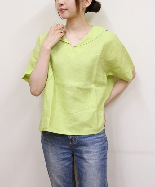 ORCIVAL(オーシバル)の「ORCIVAL/オーシバル ショートスリーブセーラーシャツ SHORTSLEEVE SAILOR SHIRT OR-B0389 YLM(シャツ/ブラウス・レディース・イエロー/チャコールグレー/ライトグレー・1)」の7枚目の写真