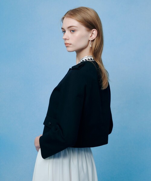LOULOU WILLOUGHBY(ルルウィルビー)の「【LOULOU WILLOUGHBY】コットンダブルクロスジャケット(ノーカラージャケット・レディース・ホワイト/ブラック・2/1)」の17枚目の写真